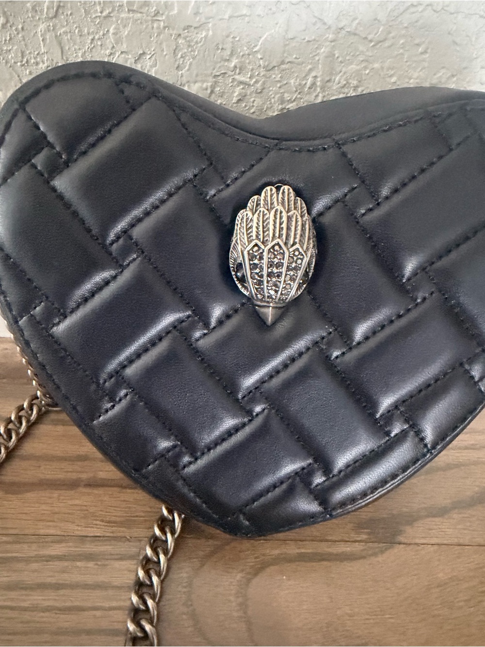 Kurt Geiger Black Quilted Heart Crossbody